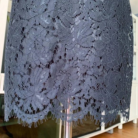 Banana Republic Lace Overlay Sheath Dress Raw Scalloped Hem Lined Size 0 NWT - Picture 6 of 14